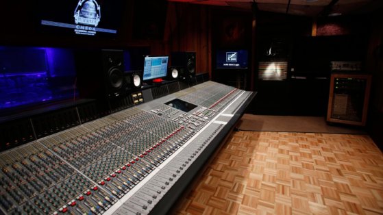 Large recording studio mixing desk