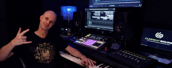 Music Producer, Tom Watson in the recording studio at Current Sound, Hollywood, Los Angeles